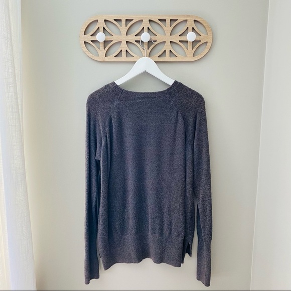 Barefoot Dreams CozyChic Lite Pullover Sweater Charcoal Sz Medium - Picture 6 of 9